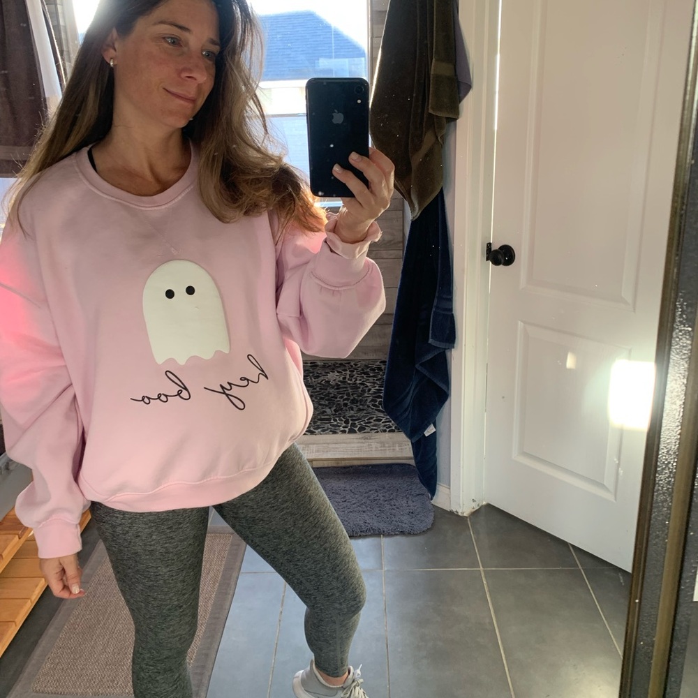 Pink Ghost Graphic Sweatshirt